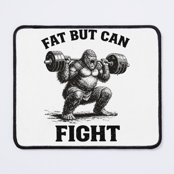 Item preview, Fat But Can Fight bigfoot Shirt Funny Gym Motivation Meme Weightlifting Humor designed and sold by Kladhadredo.