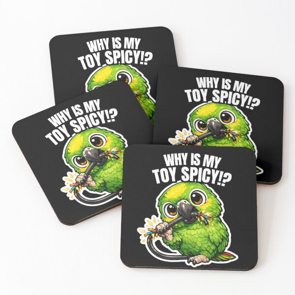 Item preview, Funny Amazon Parrot Why Is My Toy Spicy – Chewing Bird Meme designed and sold by FeatherChaos.