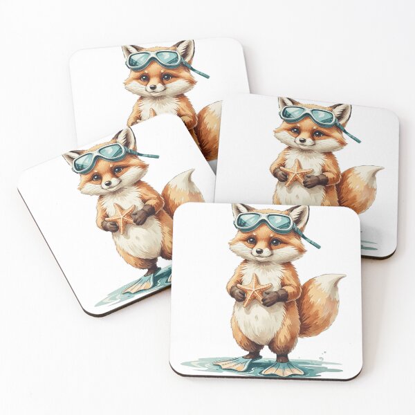 Item preview, Cute Fox Snorkeling Ocean Hello Summer Vacation Watercolor designed and sold by AQUILAKREO.