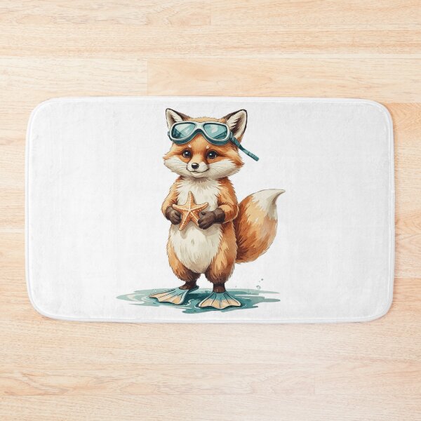 Item preview, Cute Fox Snorkeling Ocean Hello Summer Vacation Watercolor designed and sold by AQUILAKREO.