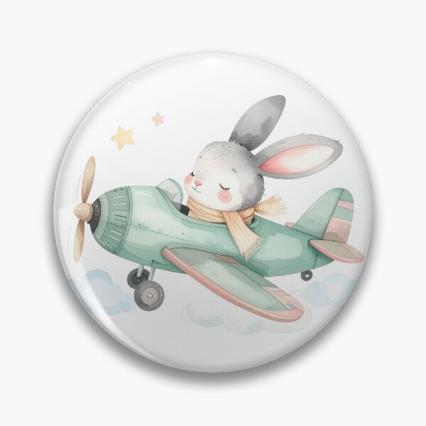 Item preview, Cute Bunny Airplane Cozy Nursery Art designed and sold by Rutvain.