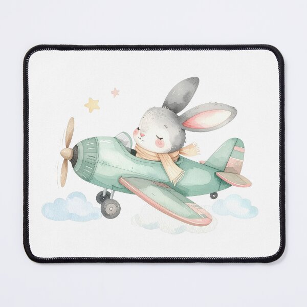 Item preview, Cute Bunny Airplane Cozy Nursery Art designed and sold by Rutvain.
