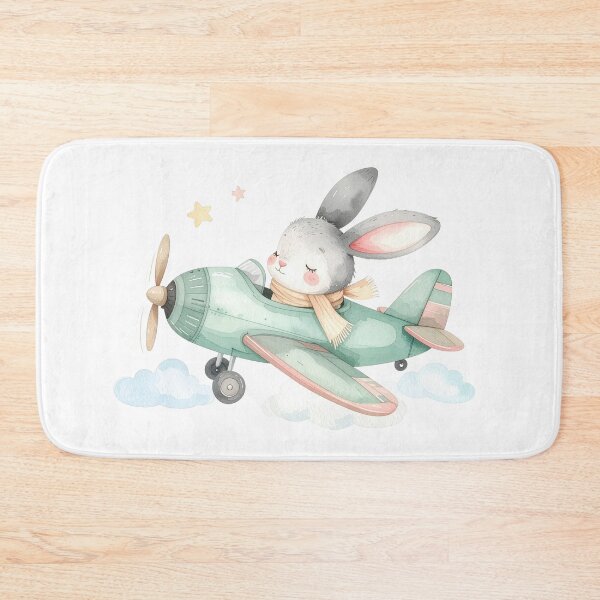 Item preview, Cute Bunny Airplane Cozy Nursery Art designed and sold by Rutvain.