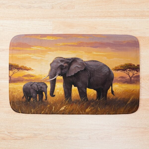 Item preview, African Sunset Elephants - Impasto Oil Painting designed and sold by Art-Inspir-AI.