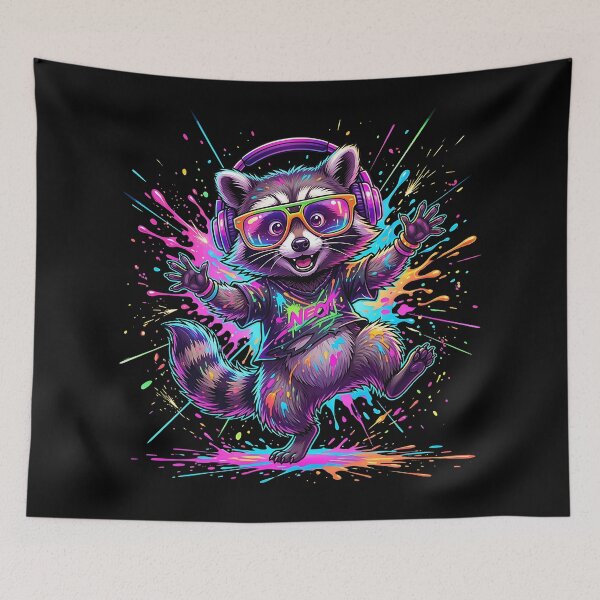 Item preview, Neon Rave Raccoon – Crazy Party Animal Festival Design 3 designed and sold by RH Design Lab.