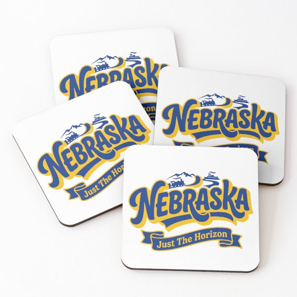 Item preview, Retro Nebraska Just The Horizon Vintage 70s Script Blue and Gold State Pride Art designed and sold by Cozy-Old-Pub.