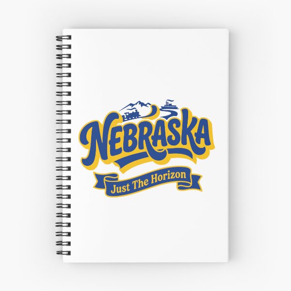 Item preview, Retro Nebraska Just The Horizon Vintage 70s Script Blue and Gold State Pride Art designed and sold by Cozy-Old-Pub.