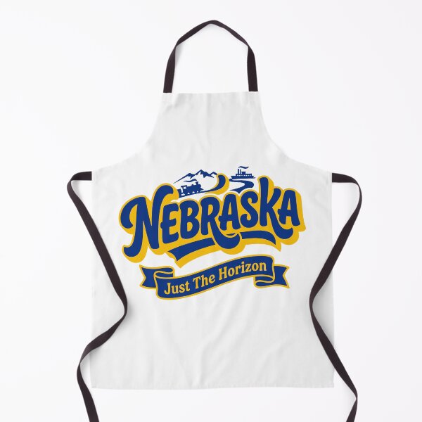 Item preview, Retro Nebraska Just The Horizon Vintage 70s Script Blue and Gold State Pride Art designed and sold by Cozy-Old-Pub.