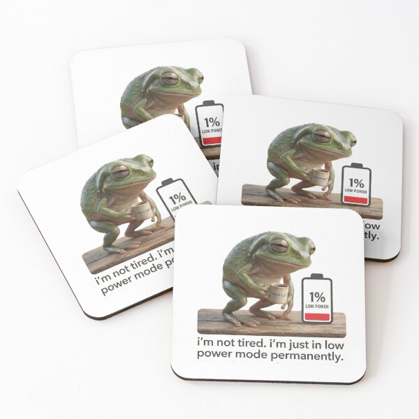 Item preview, Low Power Mode Permanently - Funny Tired Coffee Frog Meme designed and sold by Arts Paradise.