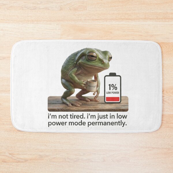 Item preview, Low Power Mode Permanently - Funny Tired Coffee Frog Meme designed and sold by Arts Paradise.