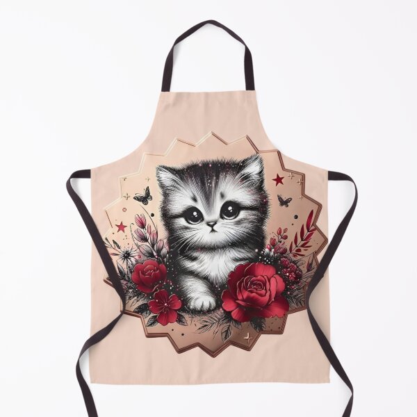 Item preview, Elegant Floral Cat Illustration with Red Roses and Geometric Medallion designed and sold by Good Vibes .