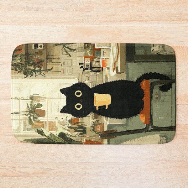 Artikelvorschau, Schwarze Katze mit Kaffee in gemütlicher Küche entworfen und verkauft von Erika Kaisersot.