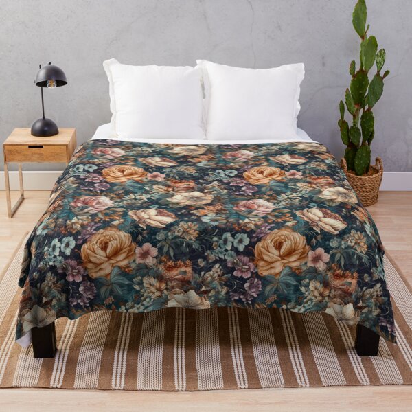 Item preview, Lush Midnight Garden Roses and Wildflower Botanical Pattern designed and sold by pinkal.