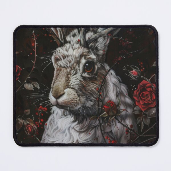 Item preview, Dark Gothic Jackalope with Roses, Moody Forest Creature, Dark Academia Fantasy Animal Art designed and sold by CosmicAnomaly.