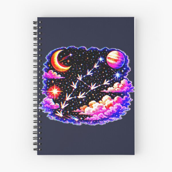 Item preview, Bird footprints forming constellations retro videogame illustration designed and sold by Moonshroomarts.