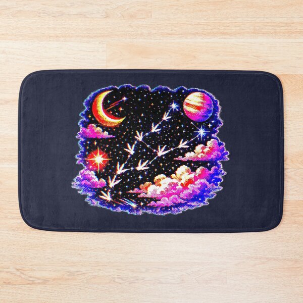 Item preview, Bird footprints forming constellations retro videogame illustration designed and sold by Moonshroomarts.