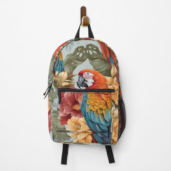Item preview, Tropical Scarlet Macaws and Jungle Hibiscus Floral Pattern designed and sold by pinkal.