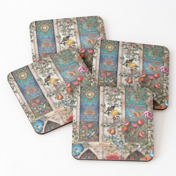 Item preview, Ornate Floral Garden Architecture with Songbirds Pattern designed and sold by pinkal.