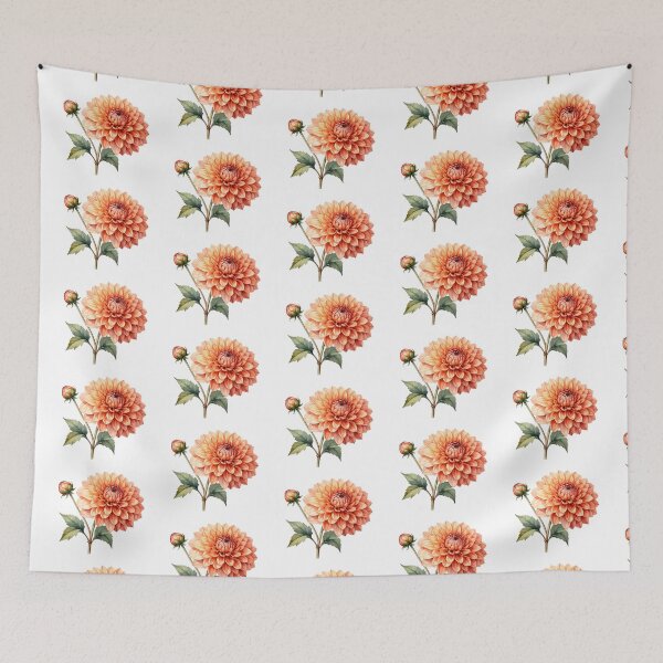 Item preview, Orange Dahlia Botanical Flower Illustration designed and sold by Rutvain.
