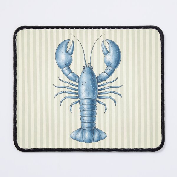 Item preview, Blue Lobster Illustration on Sage Green Stripes – Minimalist Coastal Decor, Calm Kitchen Wall Art, Nature Inspired Style designed and sold by TheSlowShore.