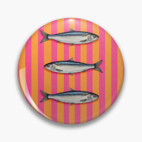 Item preview, Sardine Pattern Pink and Orange – Vintage Fish Stripe Design, Coastal Nautical Print, Minimal Seafood Illustration designed and sold by TheSlowShore.