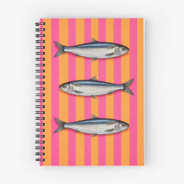 Item preview, Sardine Pattern Pink and Orange – Vintage Fish Stripe Design, Coastal Nautical Print, Minimal Seafood Illustration designed and sold by TheSlowShore.