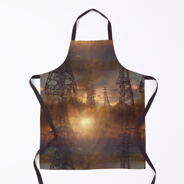 Item preview, Golden Hour Industrial Power Pylons Atmospheric Landscape designed and sold by pinkal.