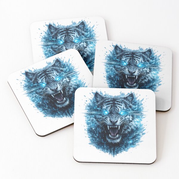 Item preview, Glitch Tiger – Cyberpunk Neon Blue Tiger Head Aggressive Glitch Aesthetic designed and sold by unglaublichGut.