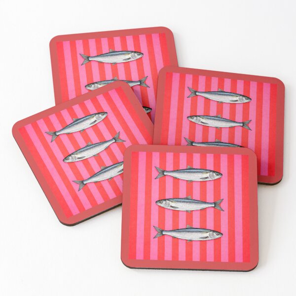 Item preview, Sardine Pattern Red and Pink – Vintage Fish Stripe Design, Coastal Nautical Print, Minimal Seafood Illustration designed and sold by TheSlowShore.