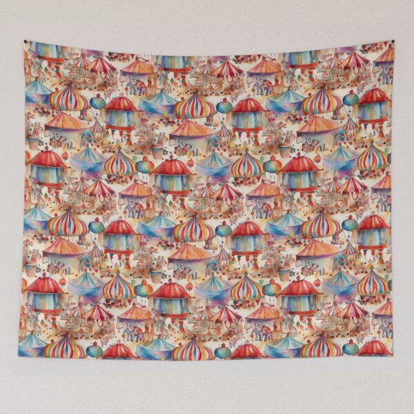 Item preview, Whimsical Watercolor Carnival Circus Tents and Animals Seamless Pattern designed and sold by pinkal.
