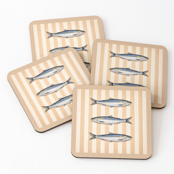Item preview, Sardine Pattern Beige – Vintage Fish Stripe Design, Coastal Nautical Print, Minimal Seafood Illustration designed and sold by TheSlowShore.