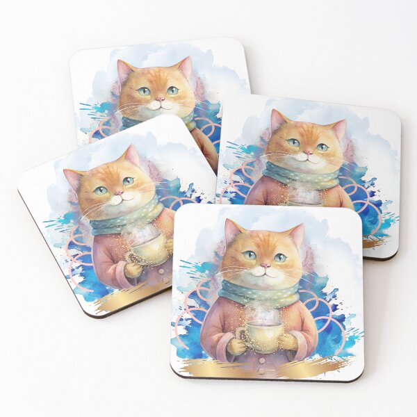 Item preview, Cute Cozy Cat Drinking Coffee – Kawaii Winter Cat Lover Aesthetic Art for Coffee Lovers designed and sold by ChenEngEng.