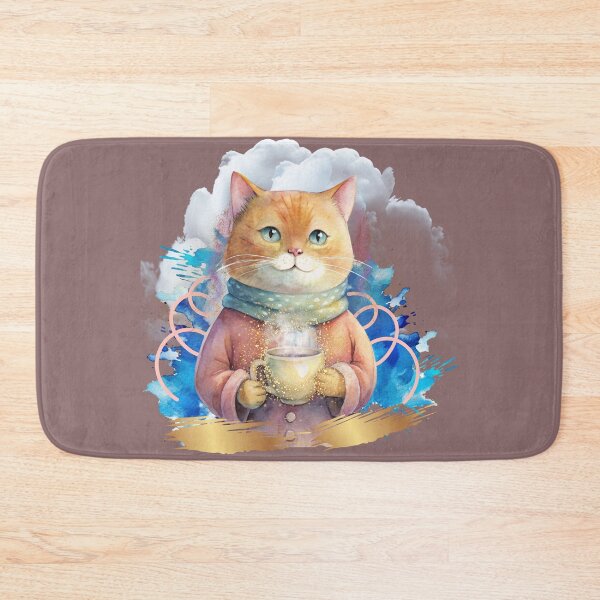 Item preview, Cute Cozy Cat Drinking Coffee – Kawaii Winter Cat Lover Aesthetic Art for Coffee Lovers designed and sold by ChenEngEng.