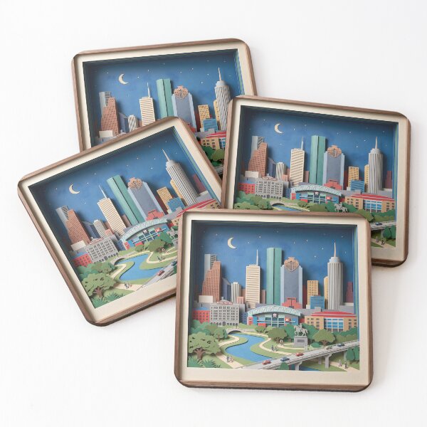 Item preview, Houston Texas America Layered Paper Art Diorama Collage designed and sold by TackyTime.