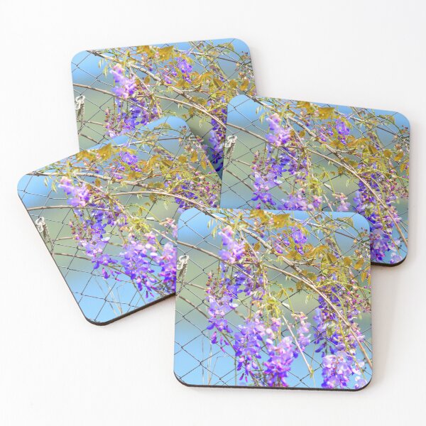 Item preview, Purple Wisteria Flowers on Fence Aesthetic Nature Pattern Floral Wall Decor Design designed and sold by onubi.