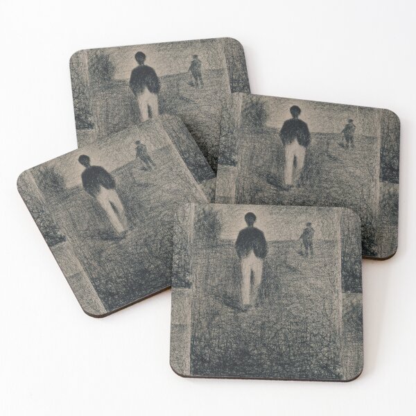 Item preview, Two Men Walking in a Field by Georges Seurat: Moody Neo Impressionist Poster designed and sold by artofuniverse.