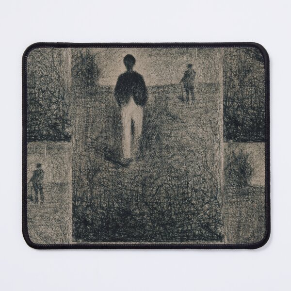 Item preview, Two Men Walking in a Field by Georges Seurat: Moody Neo Impressionist Poster designed and sold by artofuniverse.