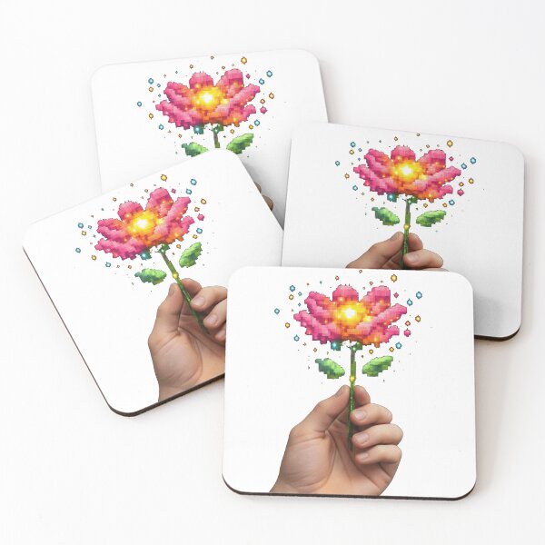 Item preview, Digital Connection Surreal Pixel Hand Flower designed and sold by Retro Mood Co.