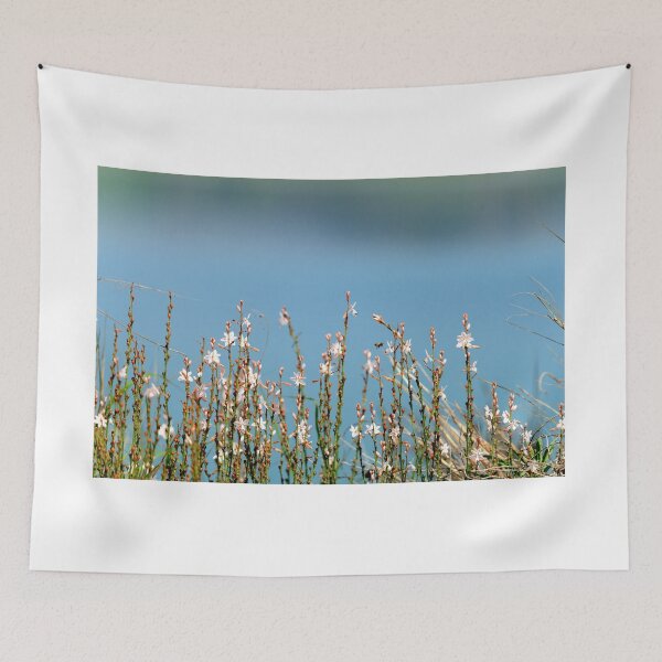Item preview, Minimal Wildflower Field Against Blue Sky Clean Nature Aesthetic Botanical Background designed and sold by onubi.