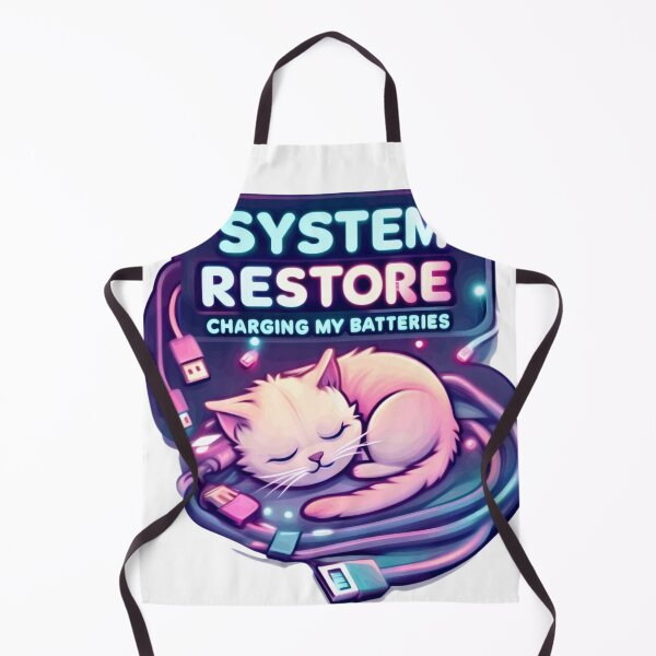 Item preview, System Restore Recharging My Batteries Cozy Tech Cat designed and sold by Retro Mood Co.