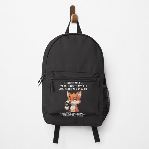 Item preview, I Hate It When I'm Talking To Myself And Suddenly Realize I Wasn't Listening... And Then Have To Start All Over. Funny Fox Introvert Coffee Lover Self-Talk Quote designed and sold by FormalDehyena.