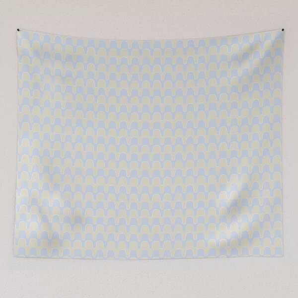 Item preview, Funky Checker Waves - funky lines - beige blue designed and sold by Stephanie Fiona Design.