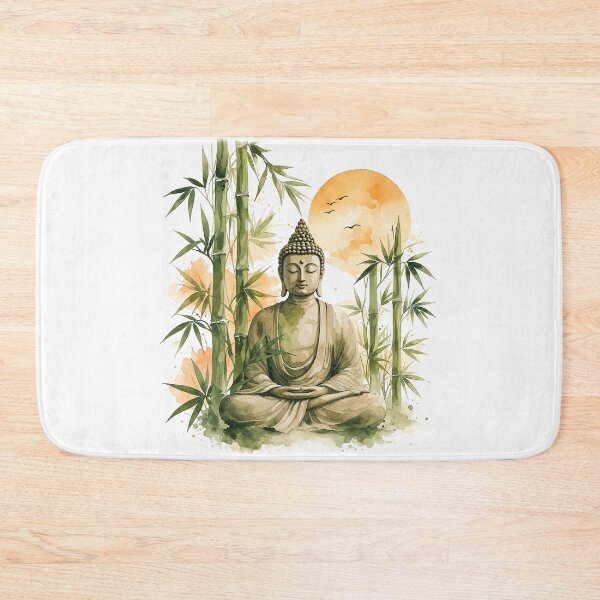 Item preview, Minimalist Buddha Sunset Bamboo Zen Art | Calm Meditation Wall Art | Spiritual Yoga Decor | Japanese Watercolor Style designed and sold by TheSlowShore.