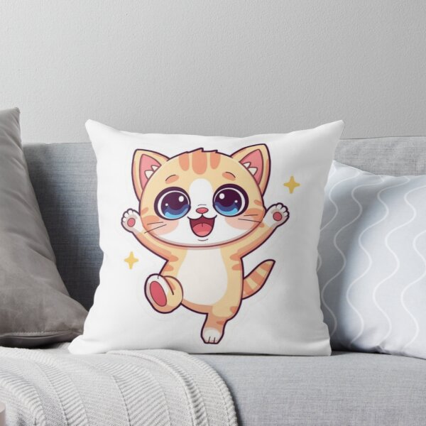 Item preview, Playful Cute Kitten Sticker – Kawaii Cat Jumping designed and sold by XNeoGraphix.