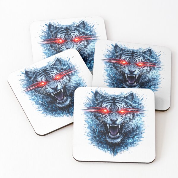 Item preview, Glitch Tiger – Red Eyes Cyberpunk Neon Tiger Head Aggressive Streetwear Design designed and sold by unglaublichGut.