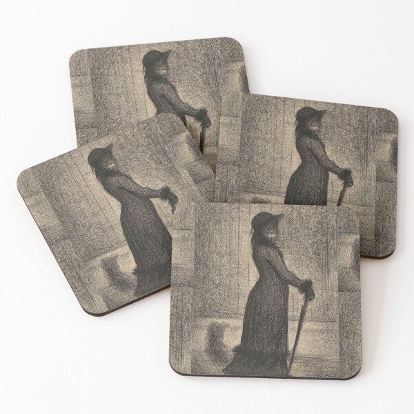 Item preview, Woman Strolling Une Élégante by Georges Seurat: Neo Impressionist Charcoal Poster designed and sold by artofuniverse.