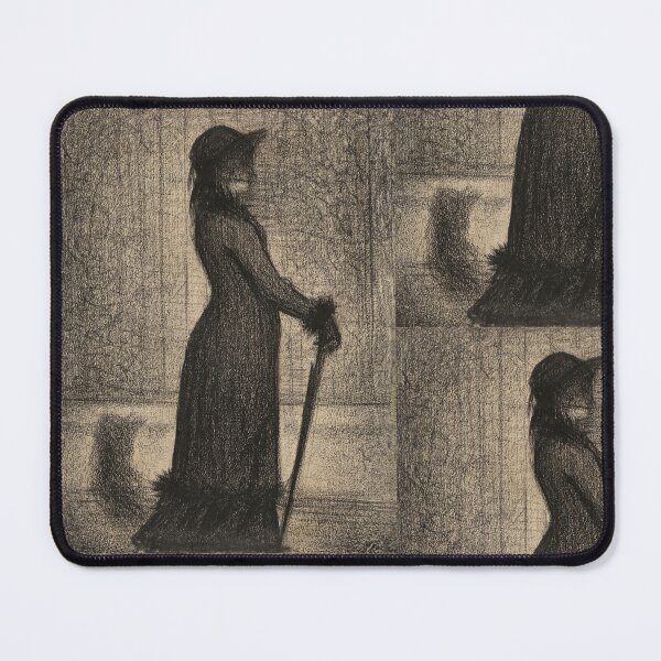 Item preview, Woman Strolling Une Élégante by Georges Seurat: Neo Impressionist Charcoal Poster designed and sold by artofuniverse.