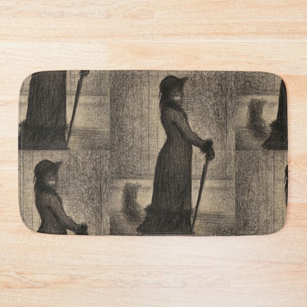 Item preview, Woman Strolling Une Élégante by Georges Seurat: Neo Impressionist Charcoal Poster designed and sold by artofuniverse.
