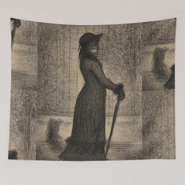 Item preview, Woman Strolling Une Élégante by Georges Seurat: Neo Impressionist Charcoal Poster designed and sold by artofuniverse.