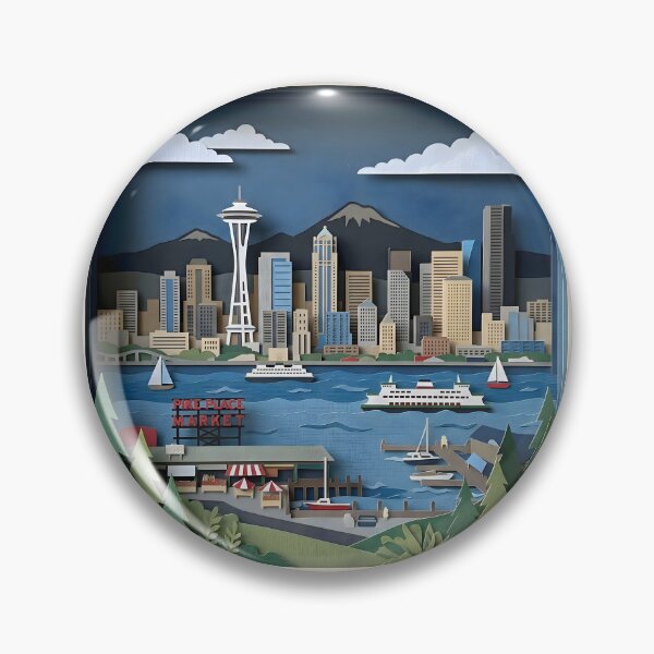 Item preview, Seattle Washington America Layered Paper Art Diorama Collage designed and sold by TackyTime.